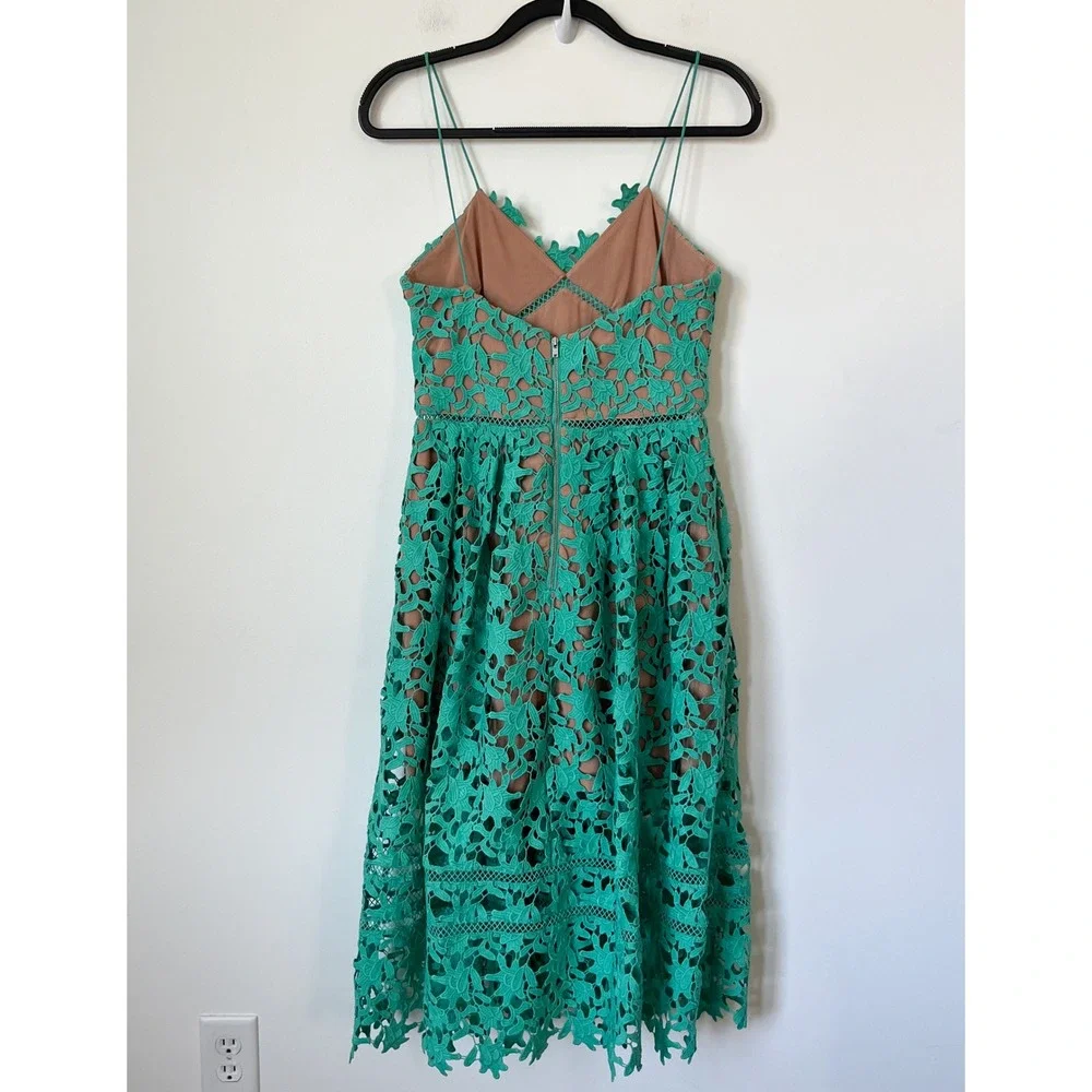 Self-Portrait Azaelea Midi Dress Spearmint Green Womens 6 - Picture 6 of 15